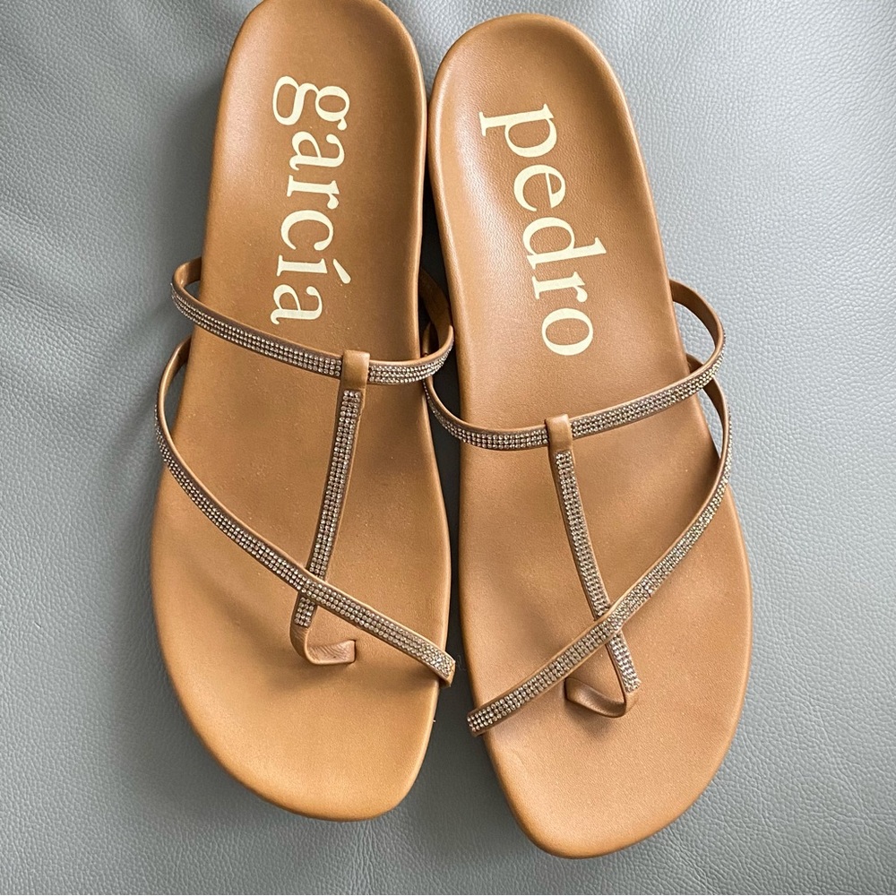NEW Pedro Garcia Rhinestone, nude leather, strappy sandal